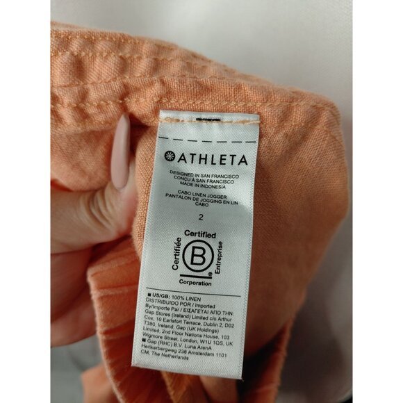 Athleta Womens Linen Jogger Pants Size 2 Peach - Picture 4 of 7